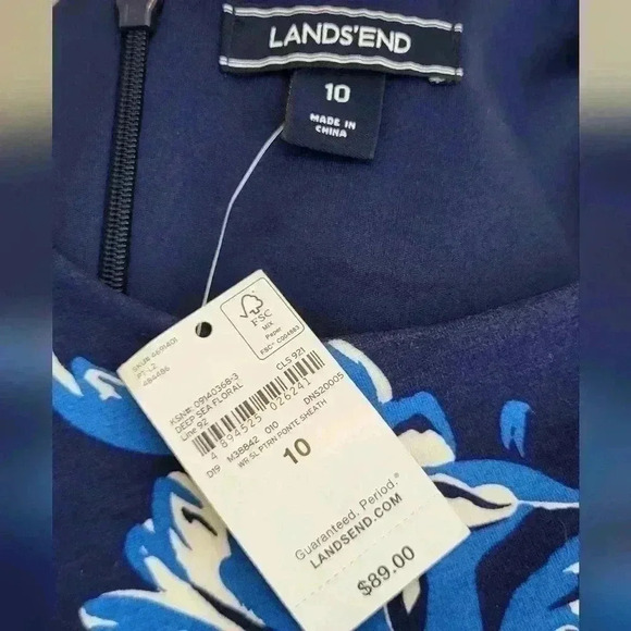 Lands End Women's Sleeveless Ponte Sheath Dress Deep Sea Floral New NWT Size 10 - Picture 4 of 9